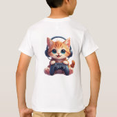 Kat met koptelefoon en controller t-shirt (Achterkant)