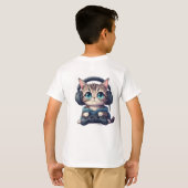 Kat met koptelefoon en controller t-shirt (Achterkant volledig)