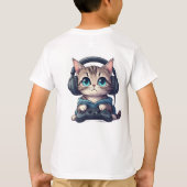 Kat met koptelefoon en controller t-shirt (Achterkant)