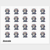 Kat met koptelefoon en controller vierkante sticker (Vel)