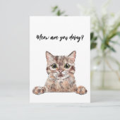 Kat met korte korrel bedankkaart (Staand voorkant)