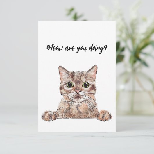 Kat met korte korrel bedankkaart (Staand voorkant)