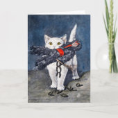  Kat met Krampus-kerstkaart Feestdagen Kaart (Voorkant)