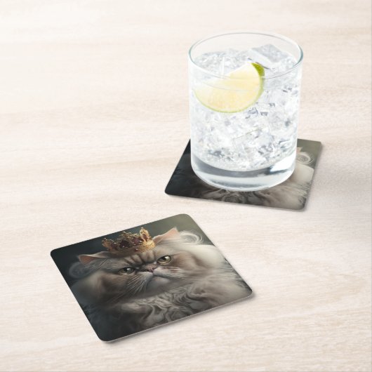 kat met kroon kartonnen onderzetters (Insitu)