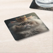 kat met kroon kartonnen onderzetters (Schuin)