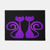 Kat met krulkat van deur deurmat (Voorkant)