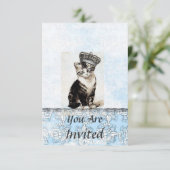  Kat met kweekblauwe uitnodiging (Staand voorkant)