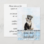  Kat met kweekblauwe uitnodiging (Voorkant / Achterkant)