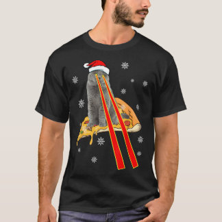 Kat Met Laser Ogen Grappige Pizza Kat Kerstmis T-S T-shirt