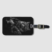 Kat met leer Jas spelen elektrische gitaar Bagagelabel (Voorkant (horizontaal))