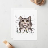 Kat met liefde in zijn ogen notitiekaartje (Voorkant / Achterkant in situ)