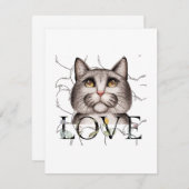 Kat met liefde in zijn ogen notitiekaartje (Voorkant / Achterkant)