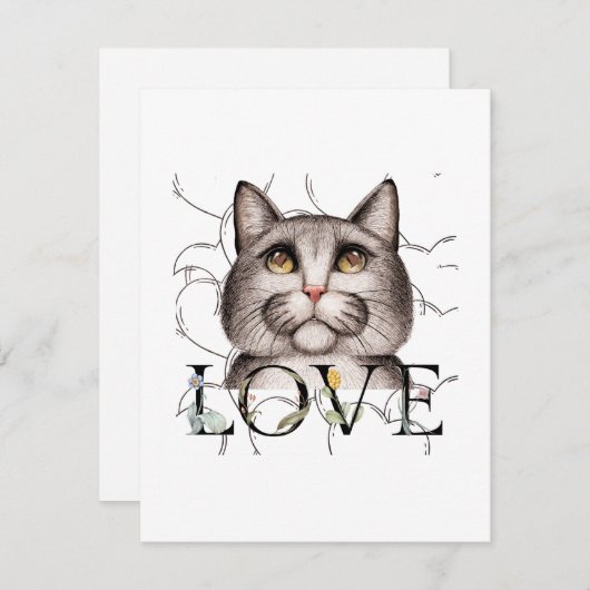 Kat met liefde in zijn ogen notitiekaartje (Voorkant / Achterkant)