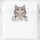 Kat met liefde in zijn ogen vierkante sticker (Tas)