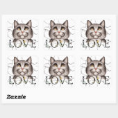 Kat met liefde in zijn ogen vierkante sticker (Vel)