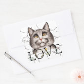 Kat met liefde in zijn ogen vierkante sticker (Envelop)