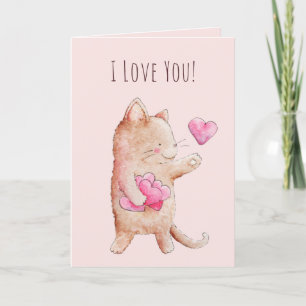 Kat Met Liefde Valentijnsdag Vakantiekaart Feestdagen Kaart