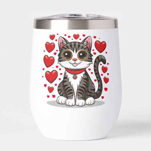 Kat met liefdessymbolen Clipart-85245 (Voorkant)