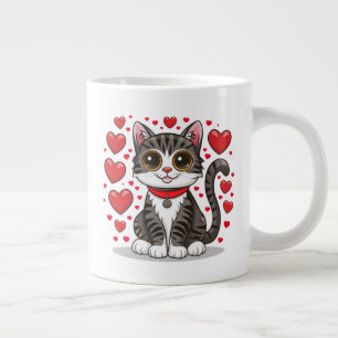 Kat met liefdessymbolen Clipart-85245 Grote Koffiekop