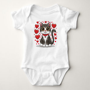 Kat met liefdessymbolen Clipart-85245 Romper