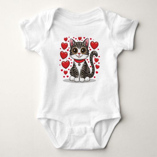 Kat met liefdessymbolen Clipart-85245 Romper (Voorkant)