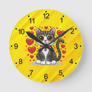 Kat met liefdessymbolen Clipart-85245 Ronde Klok