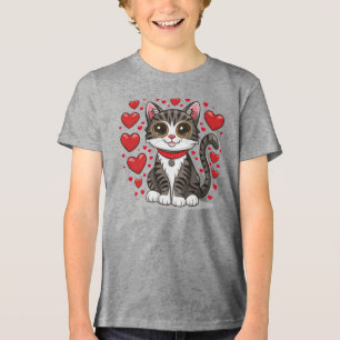 Kat met liefdessymbolen Clipart-85245 Tri-Blend Shirt