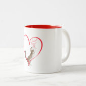 Kat met linthart tweekleurige koffiemok (Voorkant rechts)