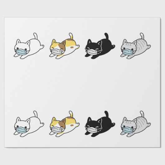 KAT MET MASKER inpakpapier (Vlak)