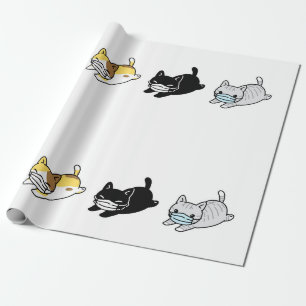 KAT MET MASKER inpakpapier