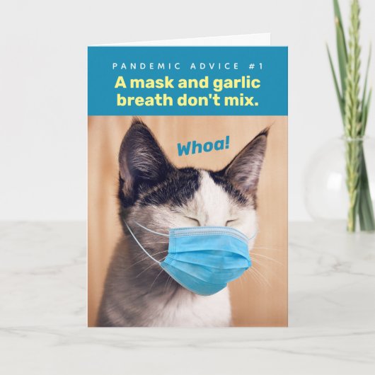 Kat met masker - Maskers en Bad Breath Meng niet Kaart (Voorkant)