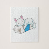 Kat met melk legpuzzel (Verticaal)