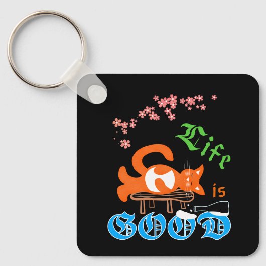 Kat met melk sleutelhanger (Voorkant)