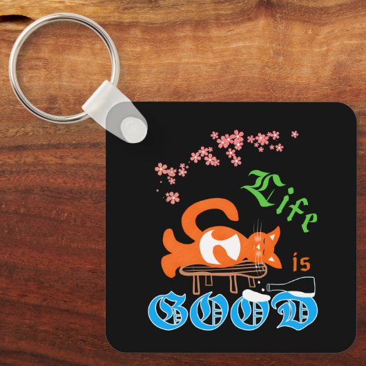 Kat met melk sleutelhanger (Voorkant)