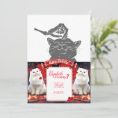 Kat met menselijk skelet hand - Kies achtergrondkl Kaart (Staand voorkant)