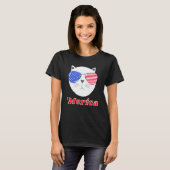 Kat met merica-zonnebril 4 juli Amerikaans T-shirt (Voorkant volledig)