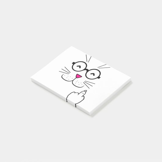 Kat met middelvinger post-it® notes (Schuin)