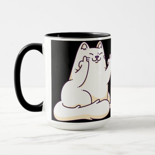 Kat met middenvinger mok (Links)