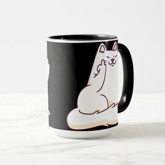 Kat met middenvinger mok (Voorkant rechts)