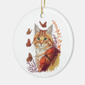 Kat met monarchvlinders keramisch ornament (Links)