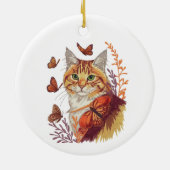 Kat met monarchvlinders keramisch ornament (Achterkant)