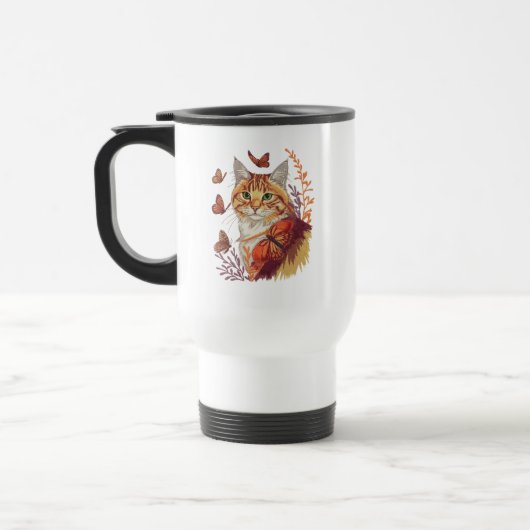 Kat met monarchvlinders reisbeker (Links)