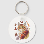 Kat met monarchvlinders sleutelhanger (Voorkant)