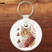 Kat met monarchvlinders sleutelhanger (Achterkant)
