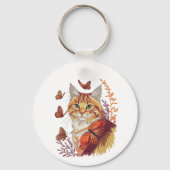 Kat met monarchvlinders sleutelhanger (Achterkant)