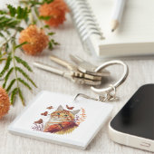 Kat met monarchvlinders sleutelhanger (Voorkant Rechts)