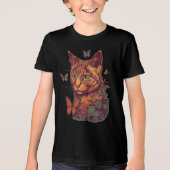 Kat met monarchvlinders Tri-Blend shirt (Voorkant)
