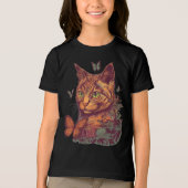Kat met monarchvlinders Tri-Blend shirt (Voorkant)