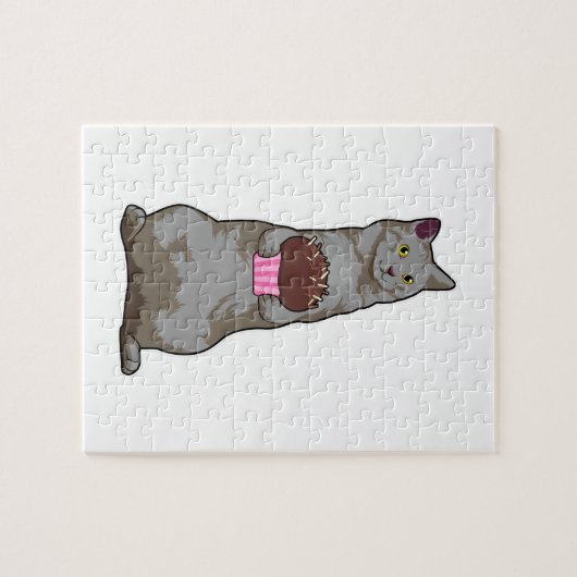 Kat met Muffin Legpuzzel (Horizontaal)