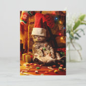 Kat Met Muts op Hoofd Kaart (Staand voorkant)